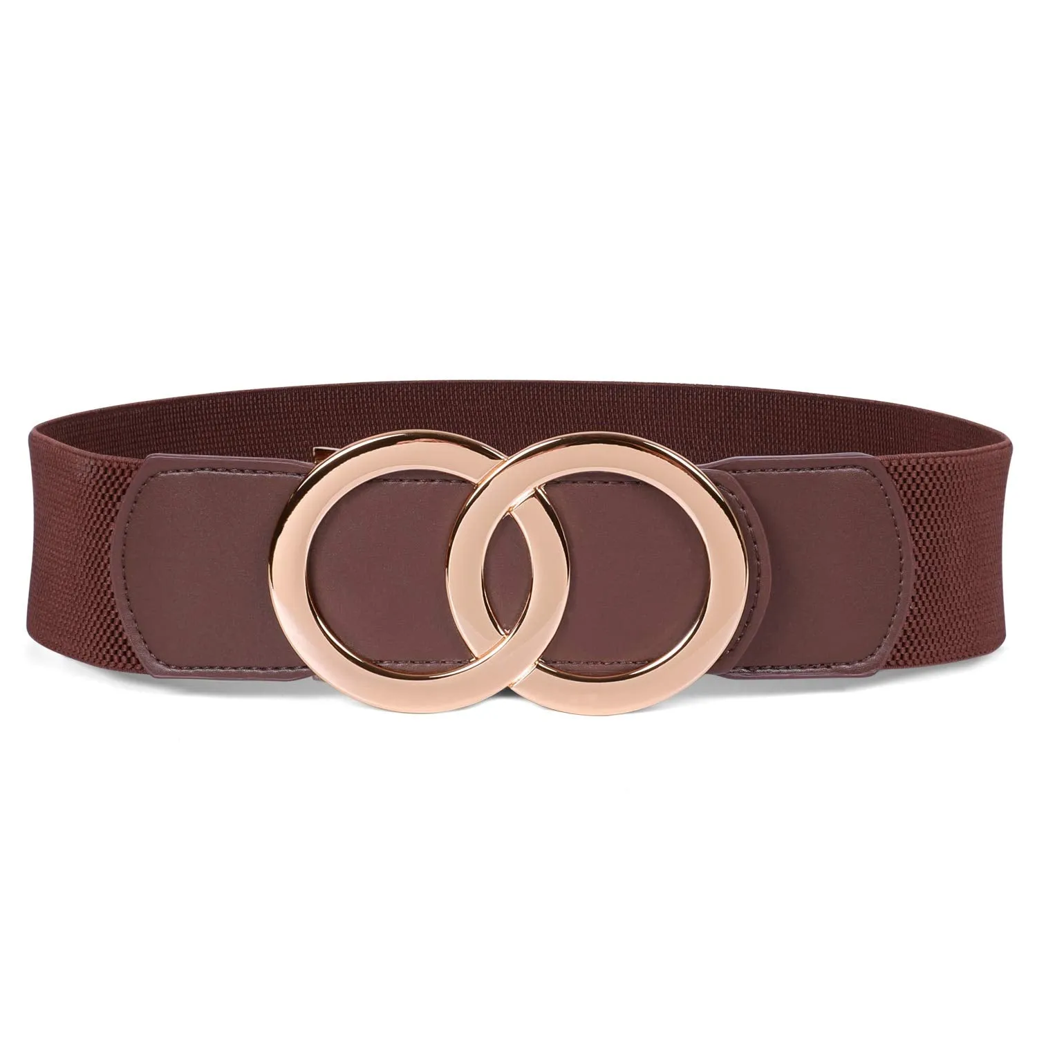 JASGOOD Women Stretchy Wide Waist Belts, Ladies Elastic Belt for Dresses Double Ring Buckle