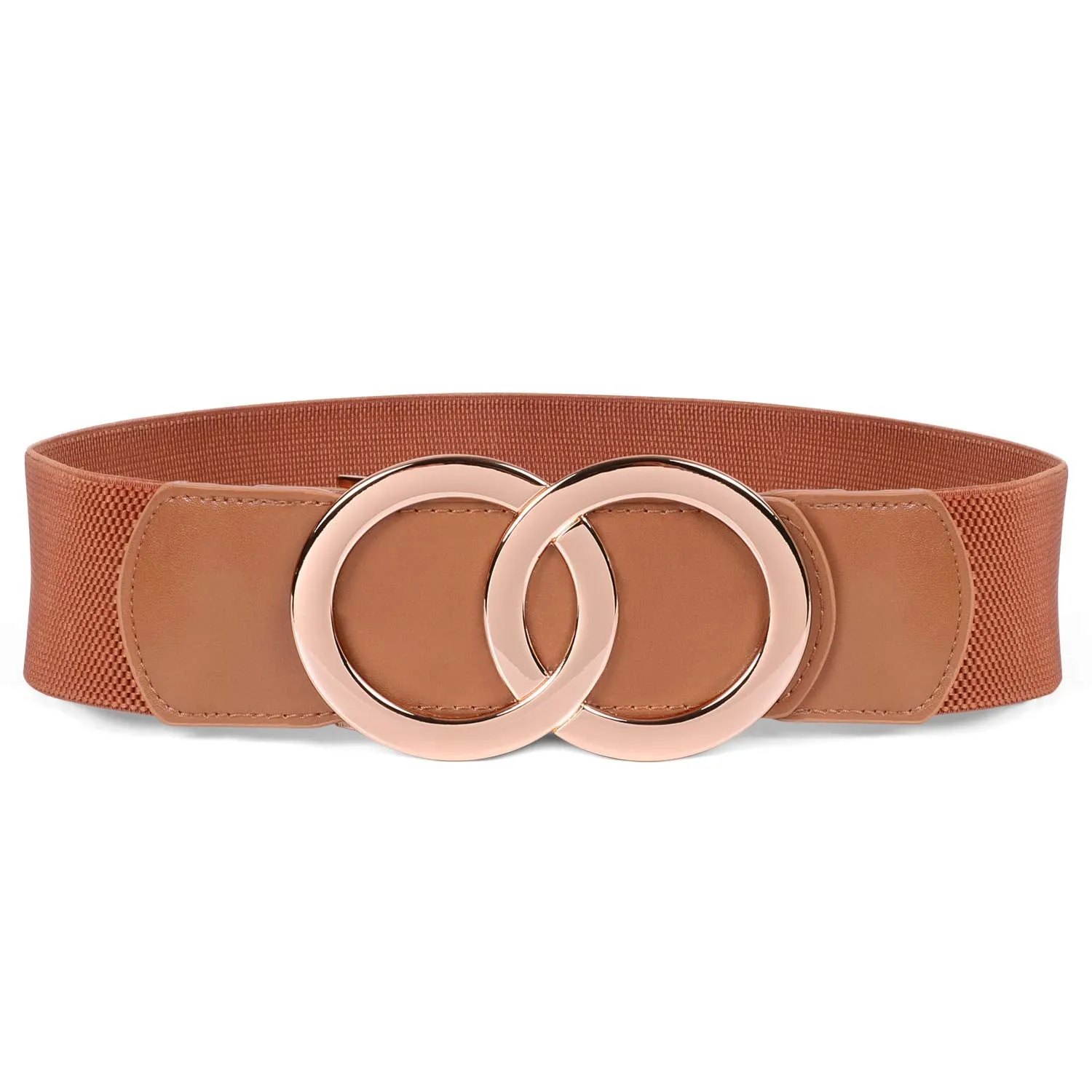 JASGOOD Women Stretchy Wide Waist Belts, Ladies Elastic Belt for Dresses Double Ring Buckle