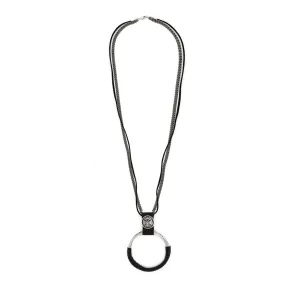 Jennifer - Leather wrapped sterling silver pendant necklace