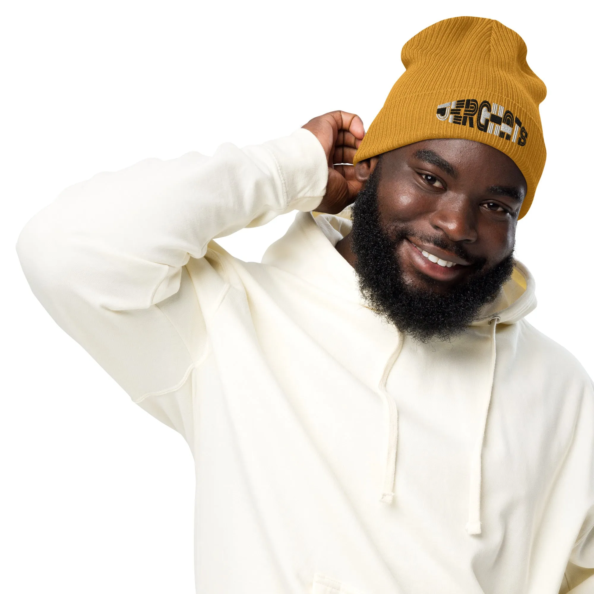 Jerghats B&W Organic ribbed beanie