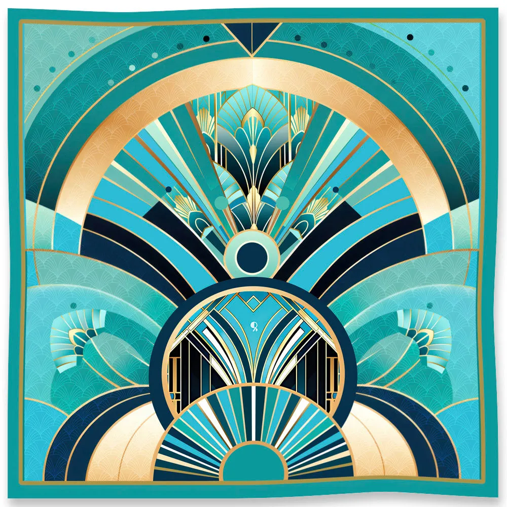 Jewels of Art Deco - Turquoise Silk Scarf
