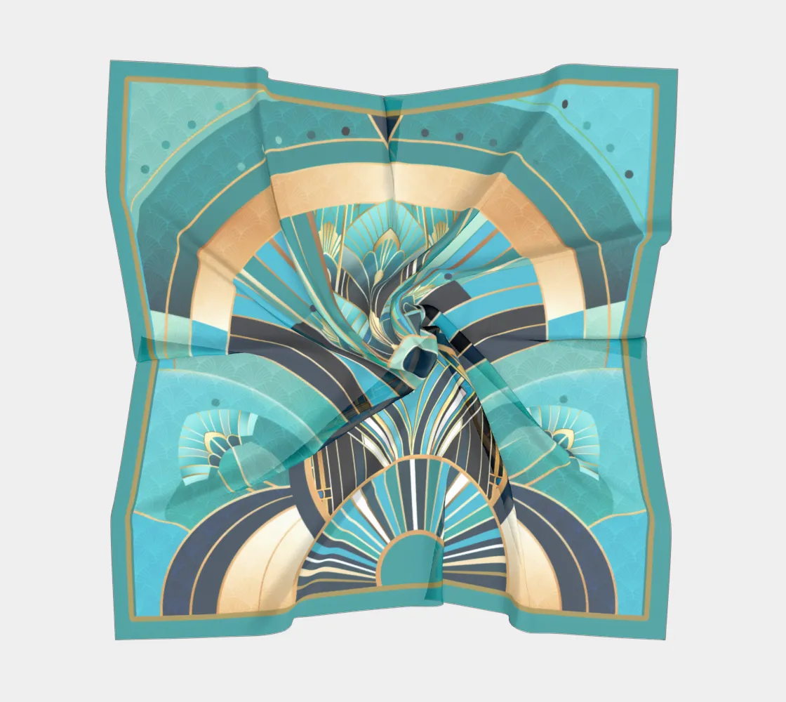Jewels of Art Deco - Turquoise Silk Scarf