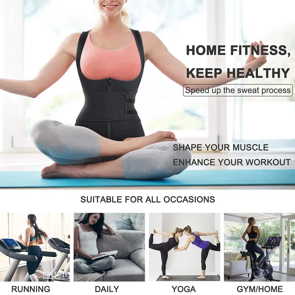 Junlan Women Zipper Sauna Vest  with Adjustable Velcro Belts