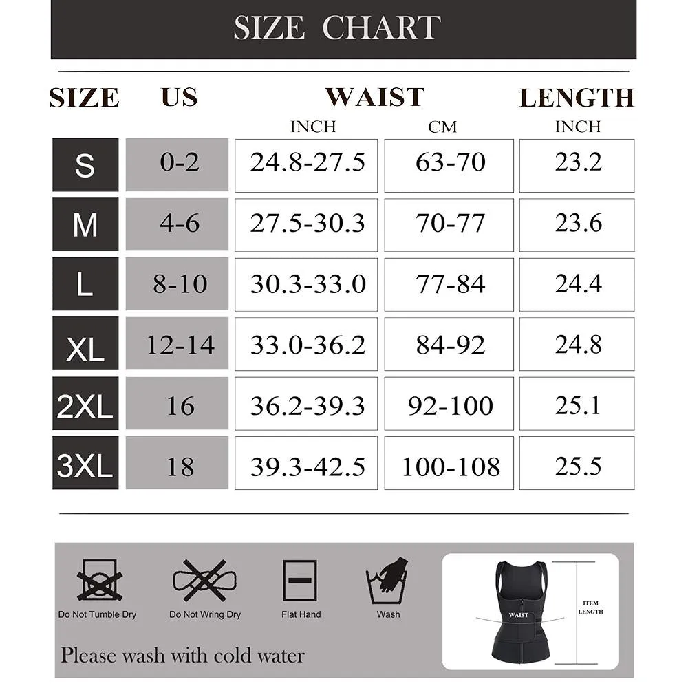 Junlan Women Zipper Sauna Vest  with Adjustable Velcro Belts