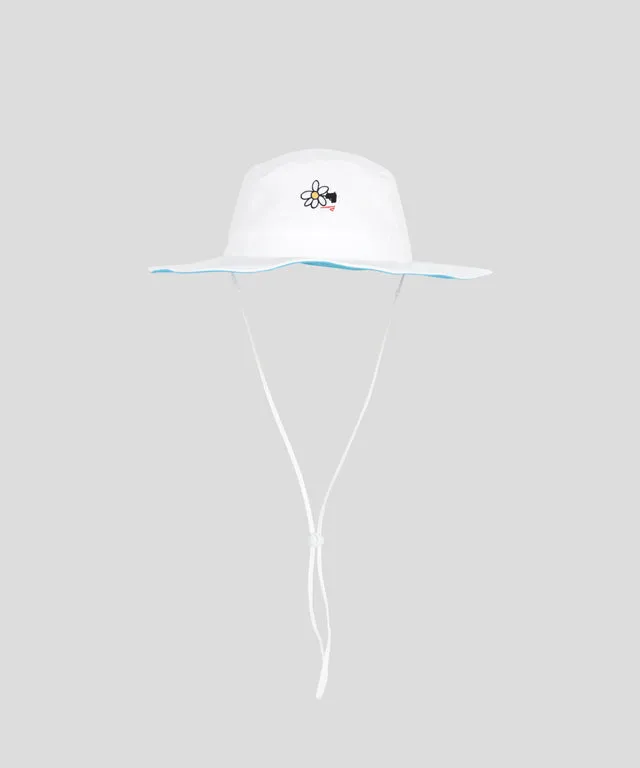 KANDINI String Wide Bucket Hat - White