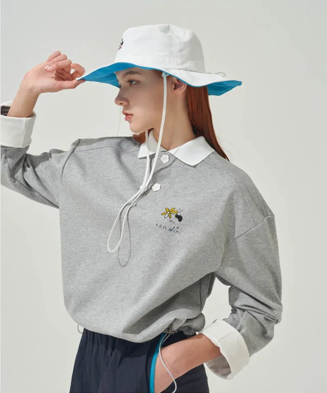 KANDINI String Wide Bucket Hat - White