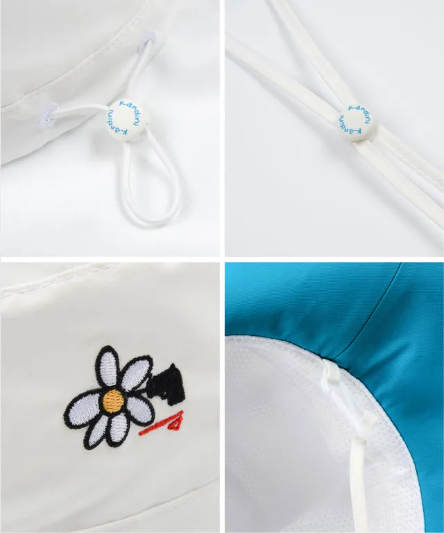 KANDINI String Wide Bucket Hat - White