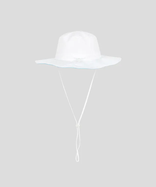 KANDINI String Wide Bucket Hat - White