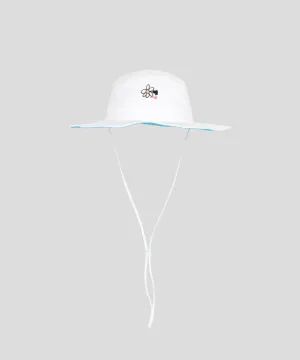 KANDINI String Wide Bucket Hat - White