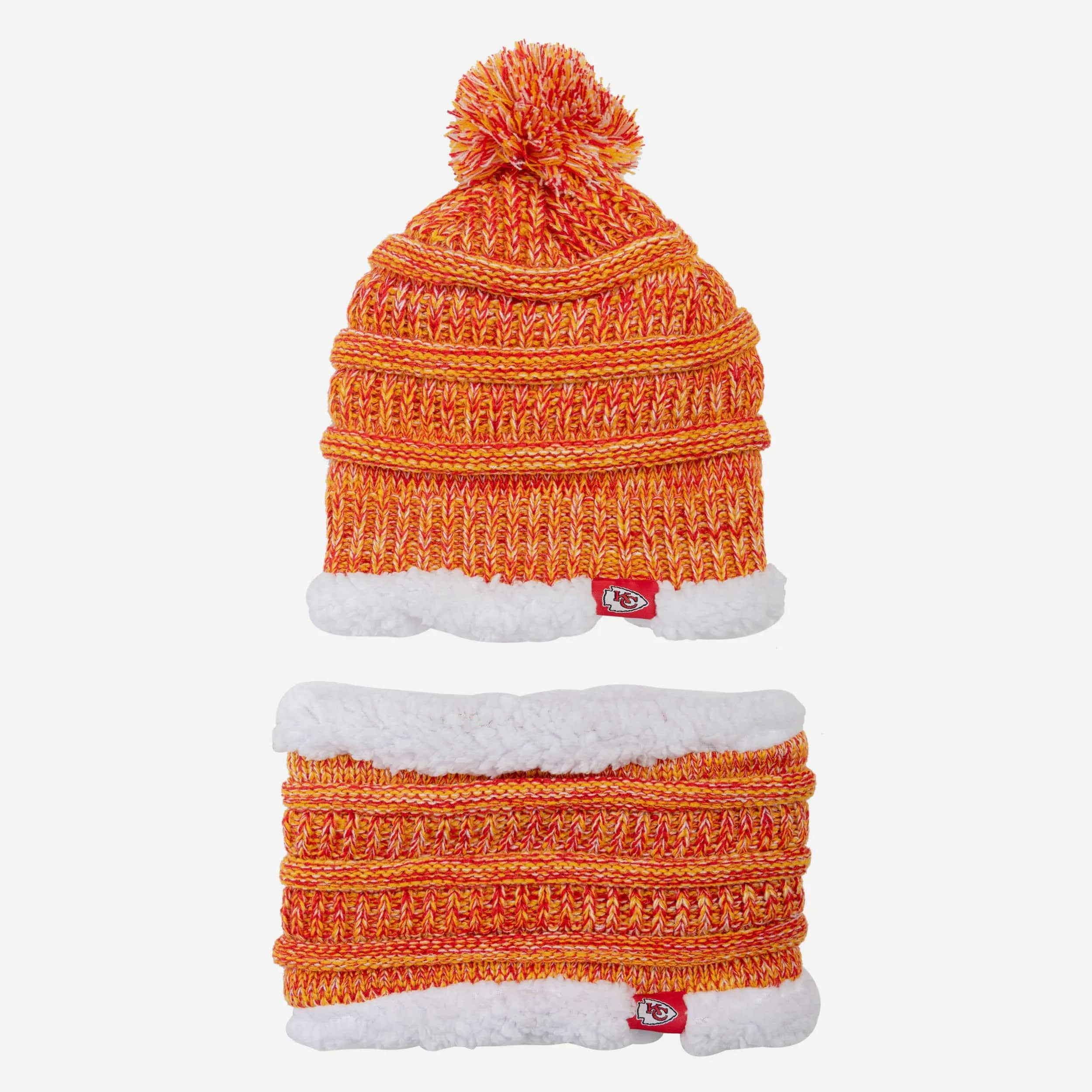 Kansas City Chiefs Womens Color Wave Chunky Beanie & Gaiter Scarf Set