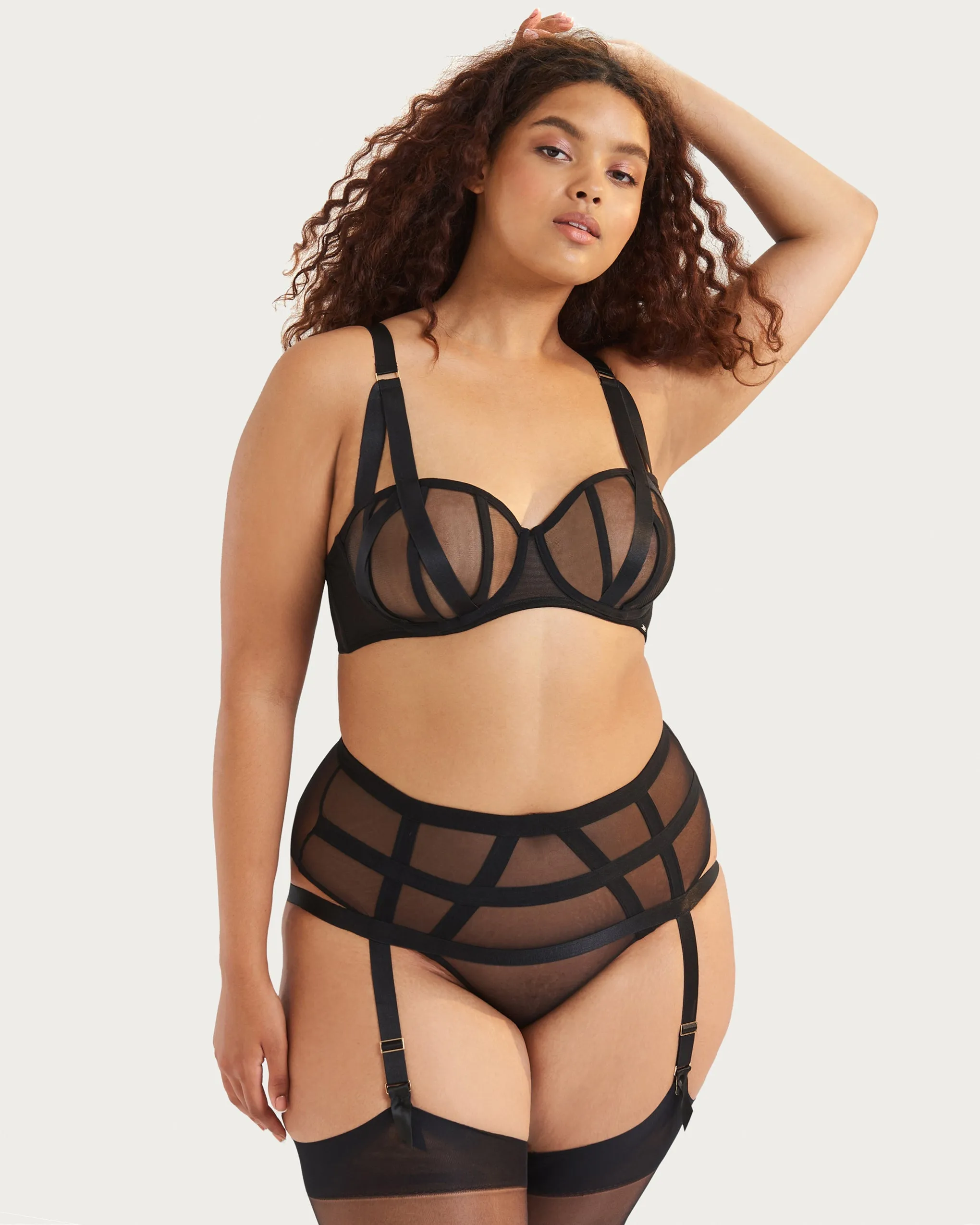 Karolina Garter Belt Thong in Black