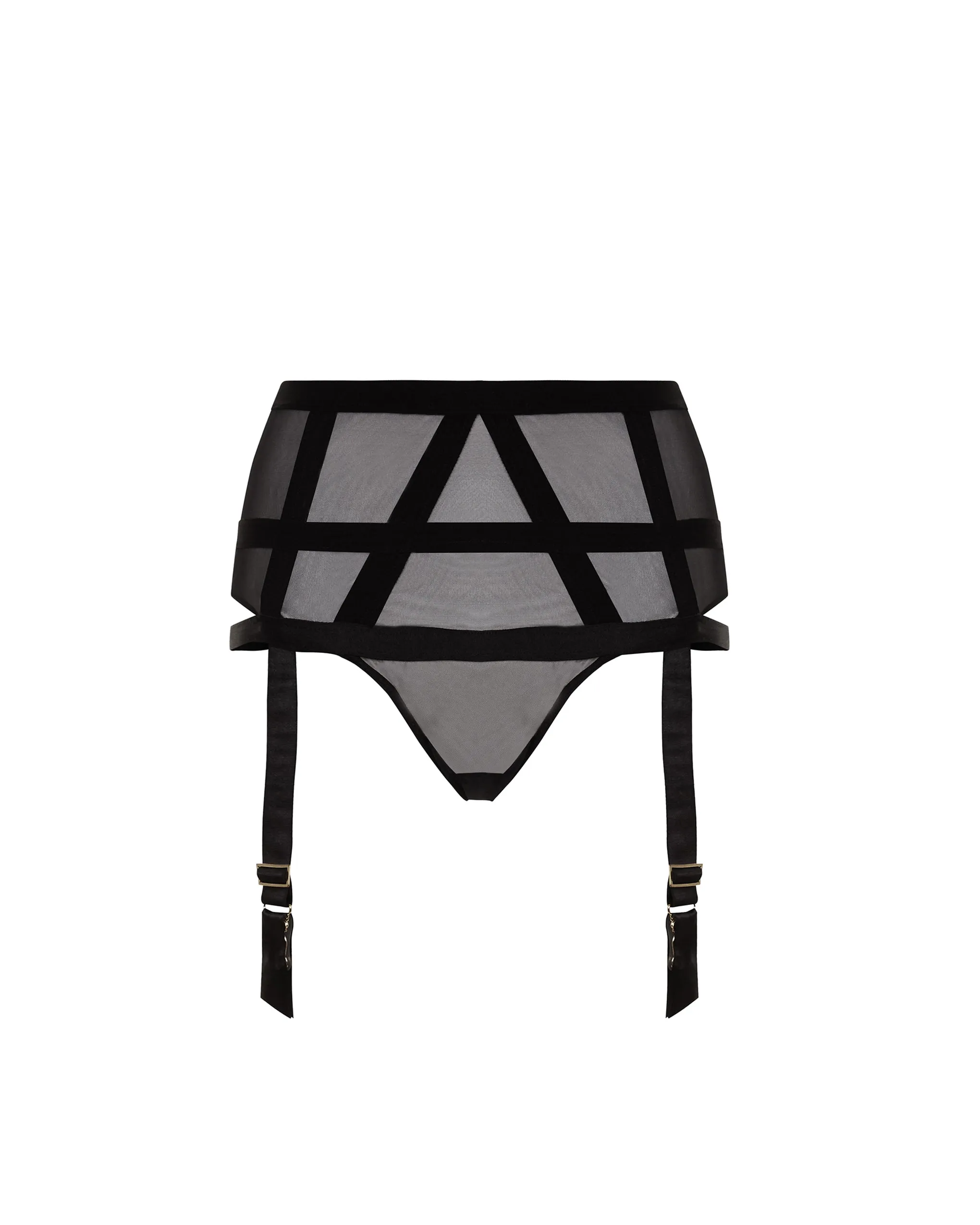 Karolina Garter Belt Thong in Black