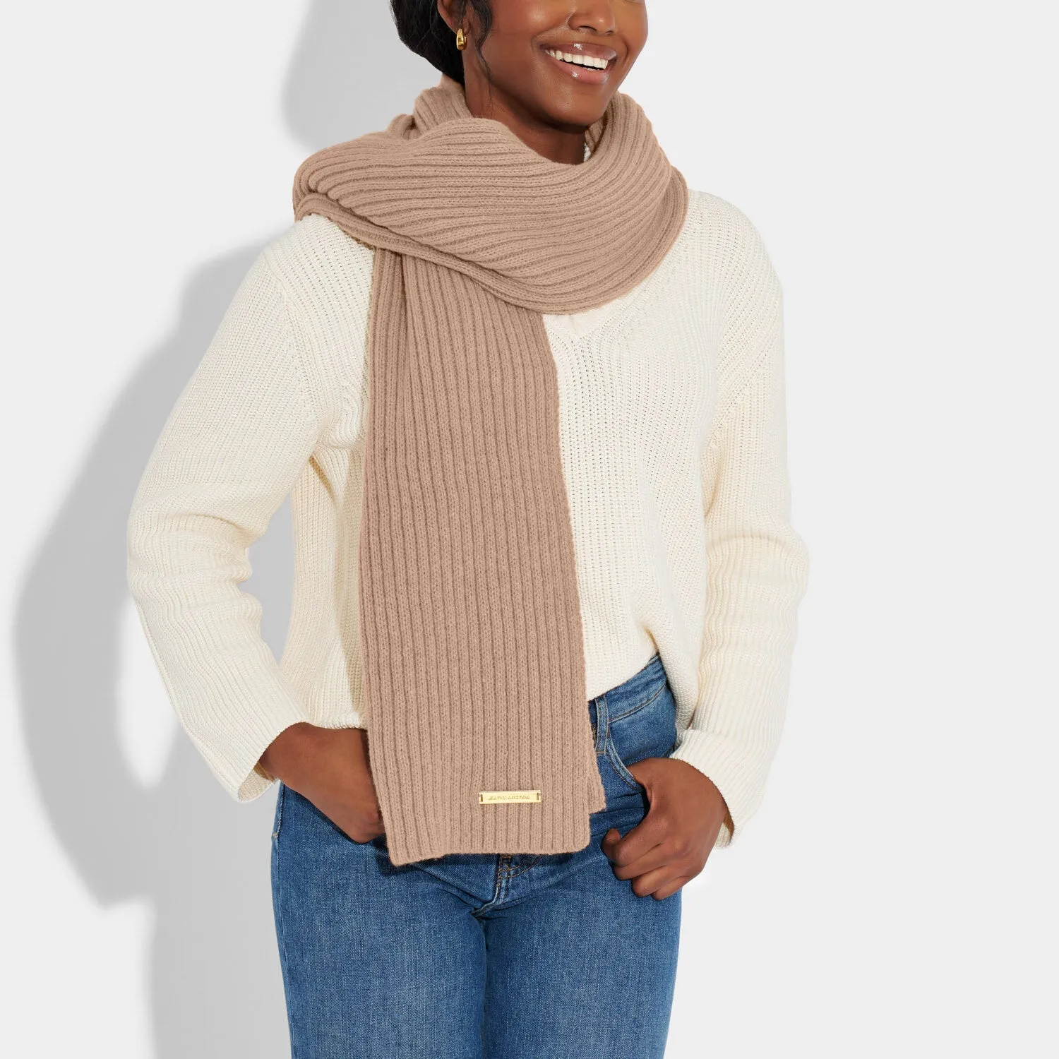Katie Loxton - Knitted Scarf - Soft Tan
