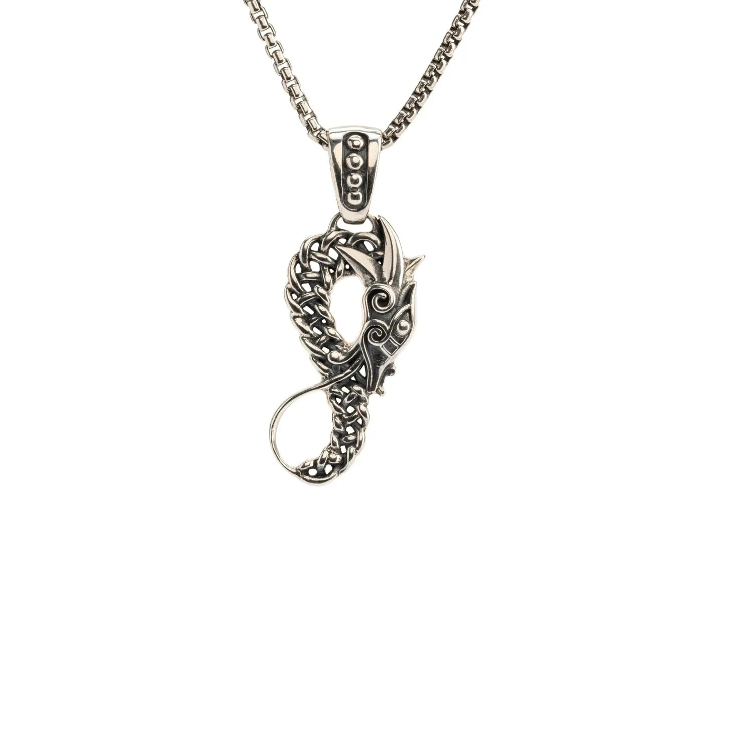 Keith Jack Sterling Silver and Bronze Reversible Black CZ Dragon Pendant