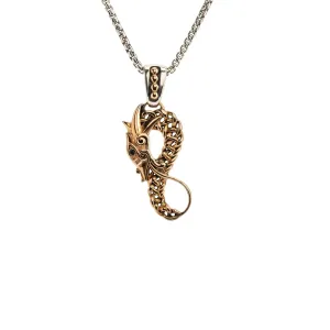 Keith Jack Sterling Silver and Bronze Reversible Black CZ Dragon Pendant