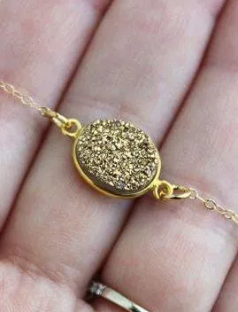 Kelly Layered Gold Druzy & Mama Gold Bar Necklace