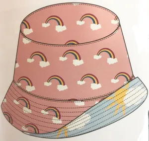 KicKee Pants Blush Rainbow/Spring Sky Partial Sun Reversible Bucket Hat