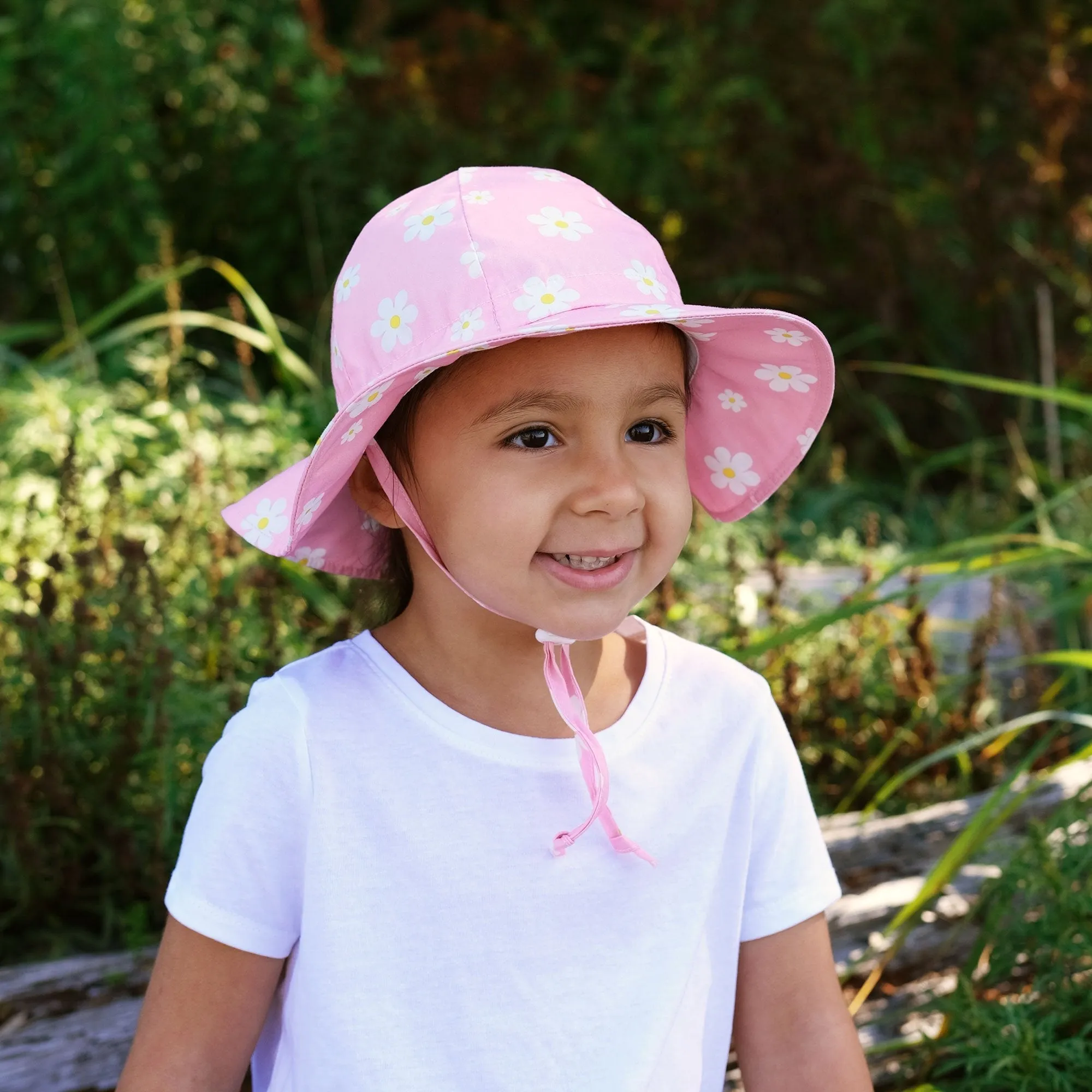Kids Cotton Floppy Hats - Pink Daisy