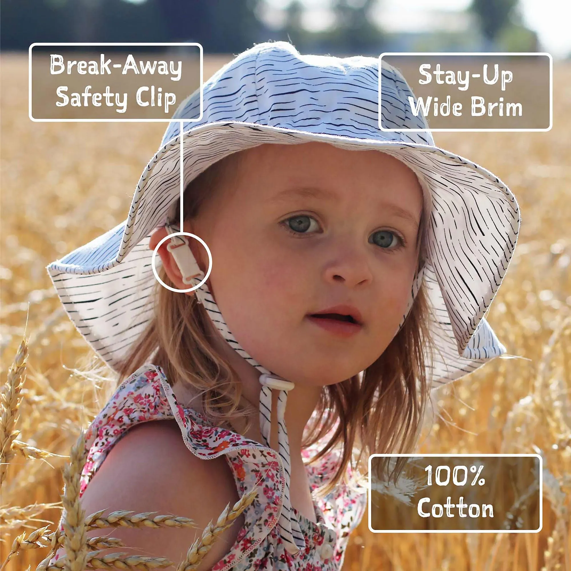 Kids Cotton Floppy Hats - Pink Daisy