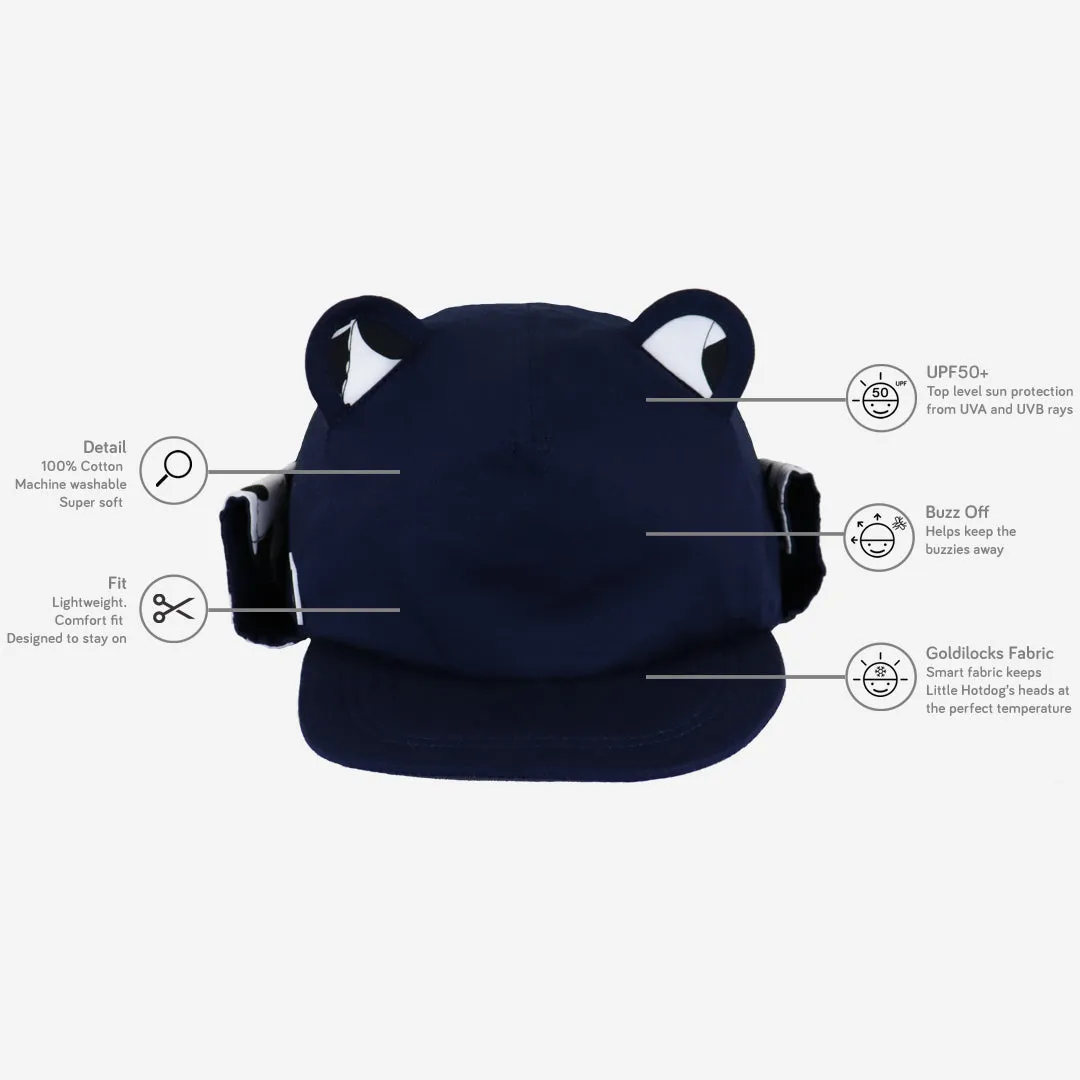 Kids Cub sun hat with neck flap: Navy