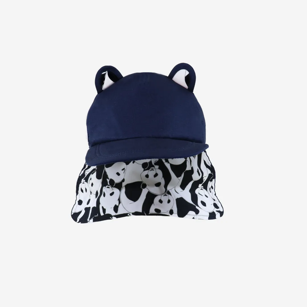 Kids Cub sun hat with neck flap: Navy