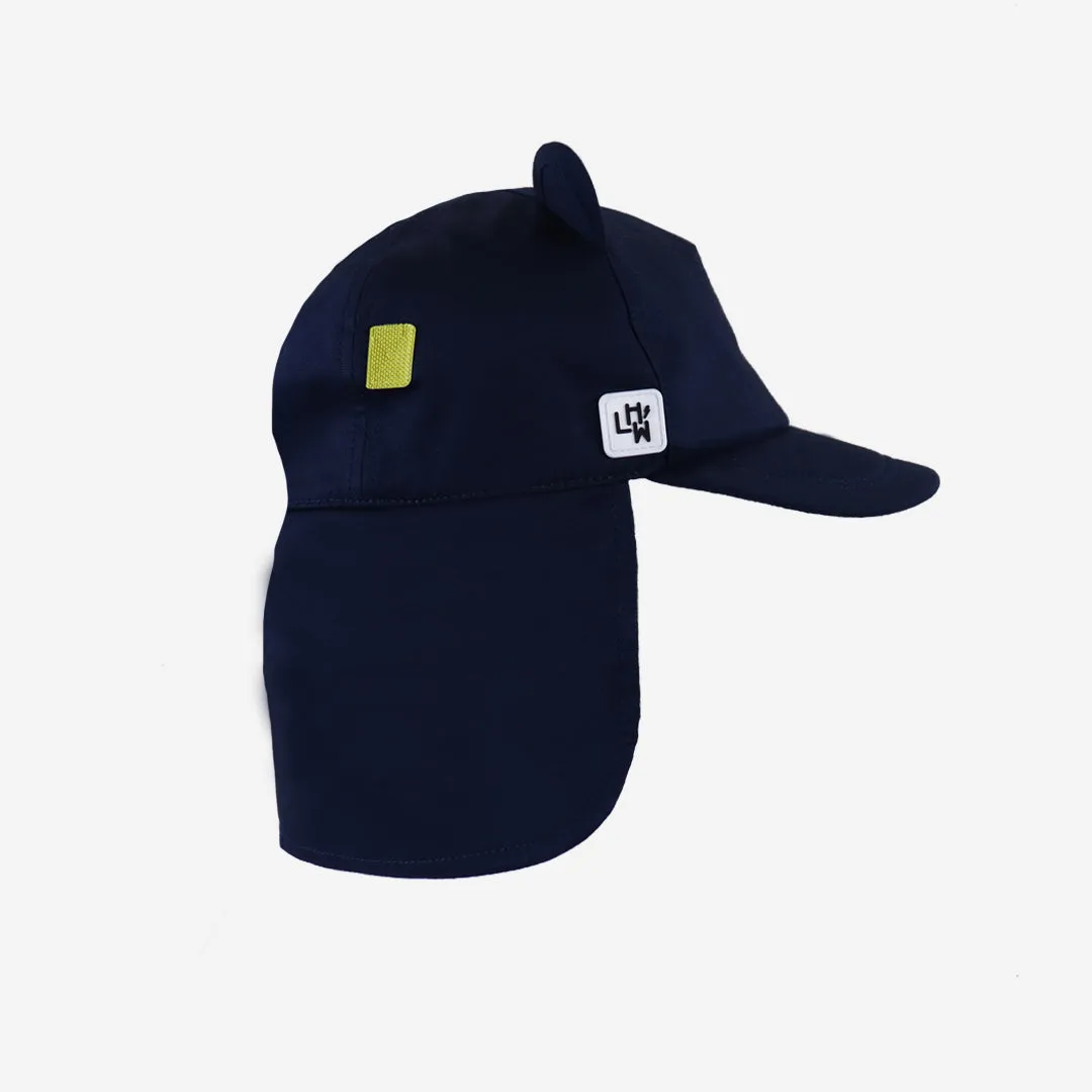 Kids Cub sun hat with neck flap: Navy