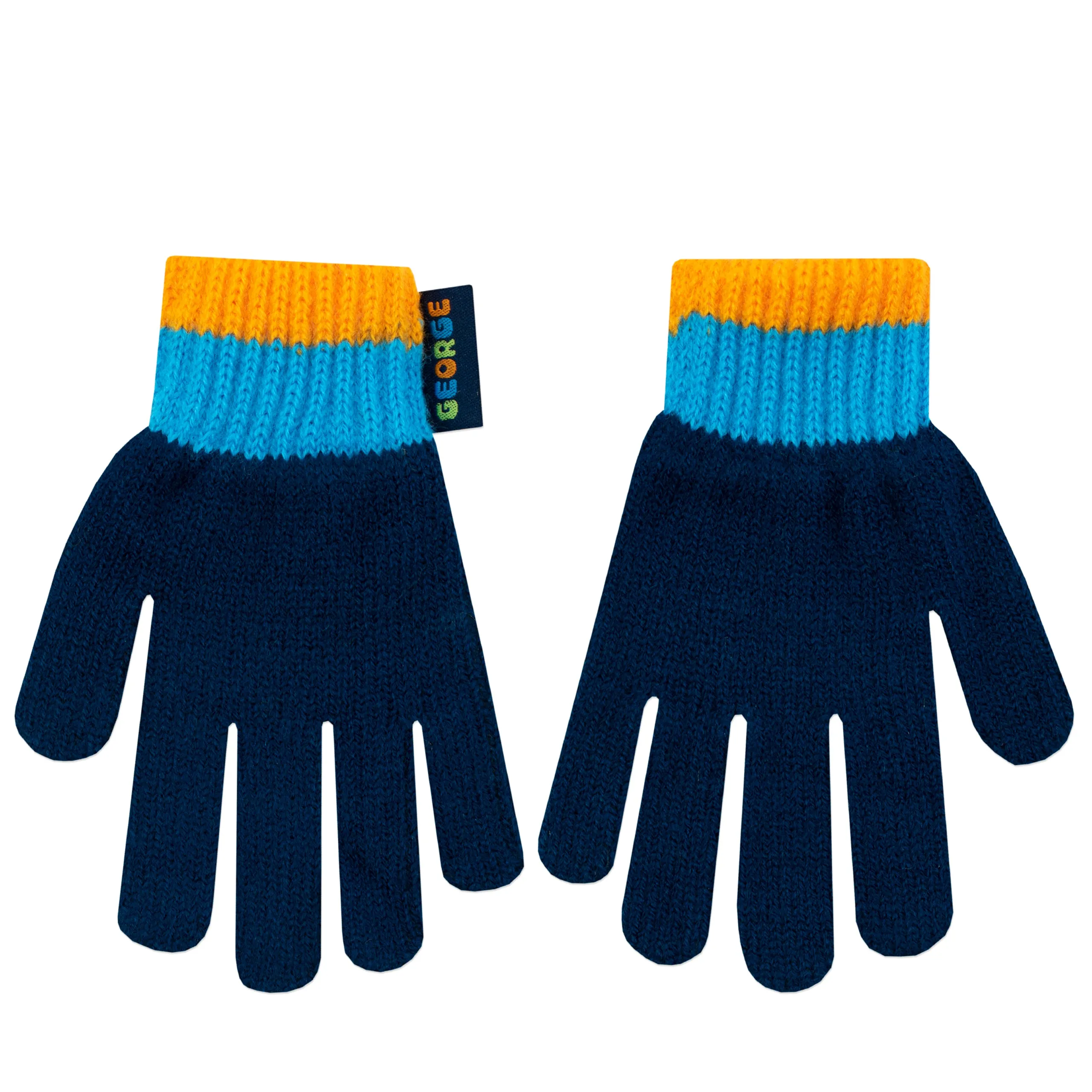 Kids George Pig Striped Winter Hat and Gloves Set
