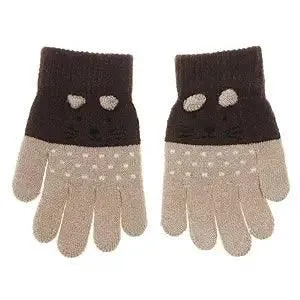 Kids Winter Gloves - Cute Cartoon Cat Gloves Winter Thick Knit Baby Kids Newborn Mittens Children Keep Finger Warm Gloves