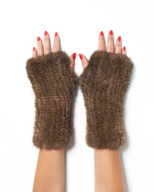 Knitted Mink Section Fingerless Gloves