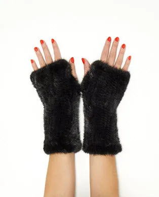 Knitted Mink Section Fingerless Gloves