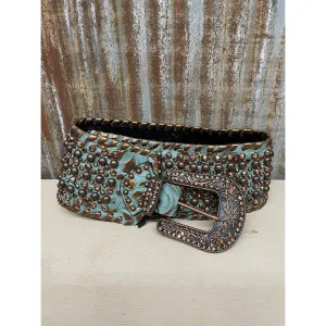 KurtMen Turquoise Wide Contoured Belt