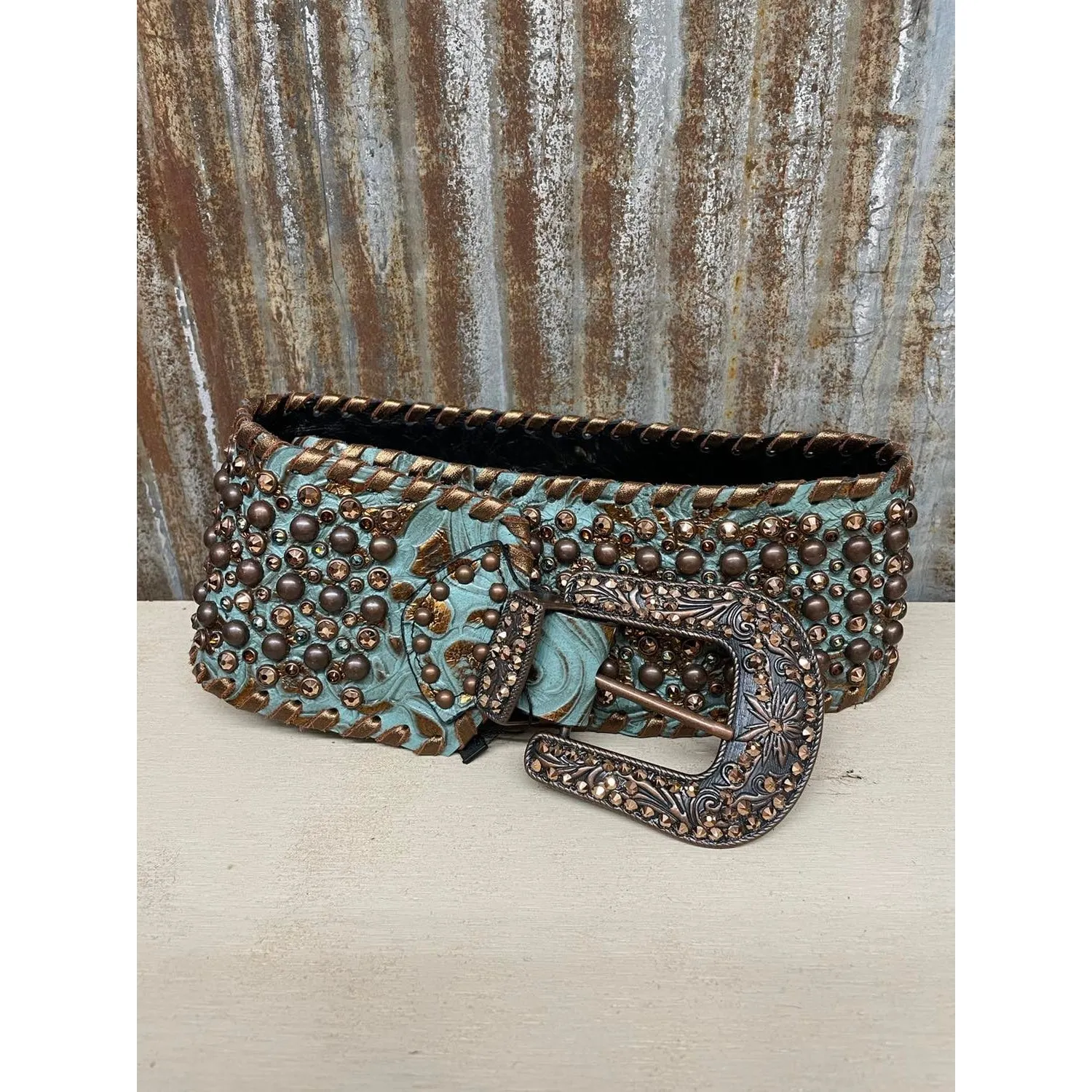 KurtMen Turquoise Wide Contoured Belt