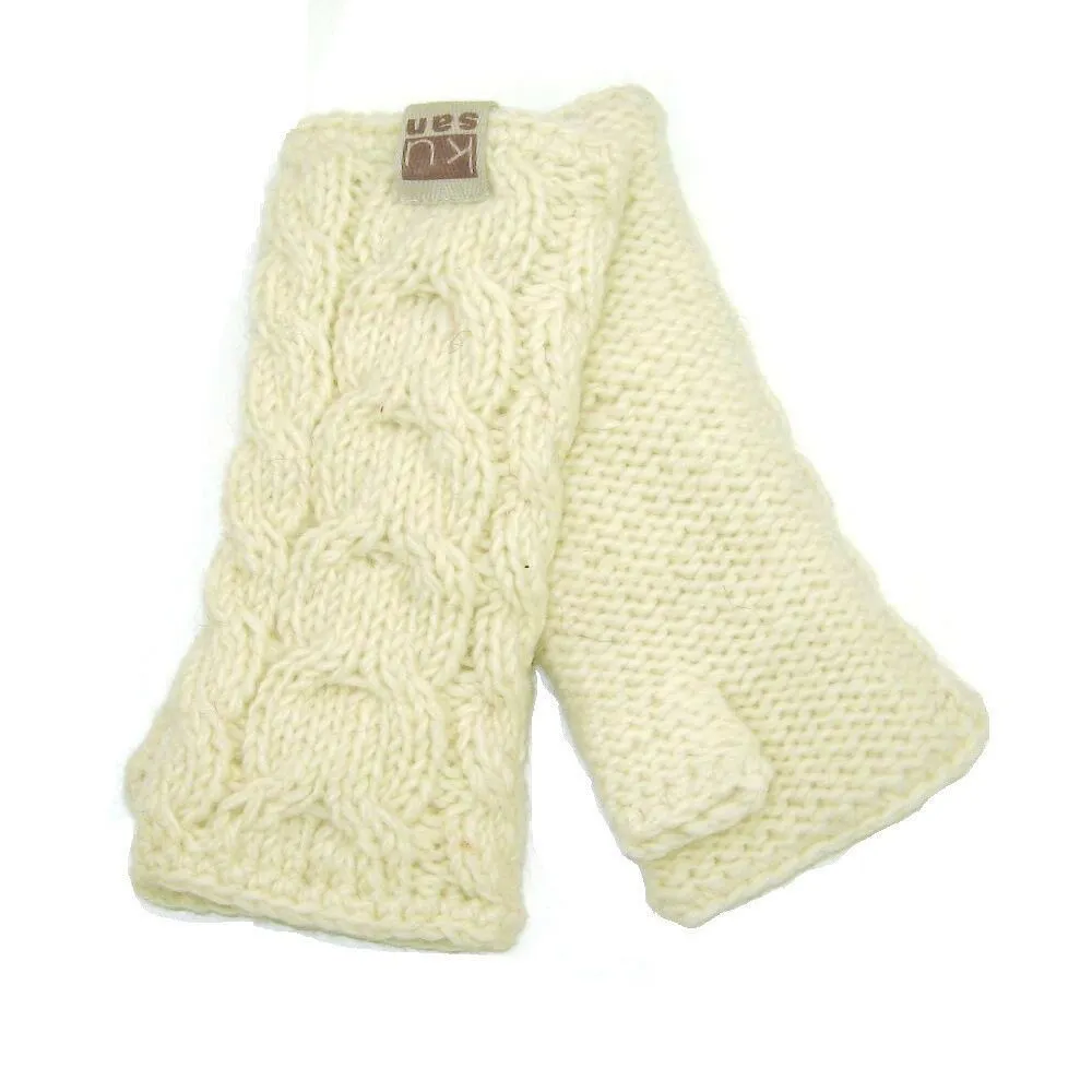 Kusan 100% Wool Cable Knit Hand Warmers PK1128