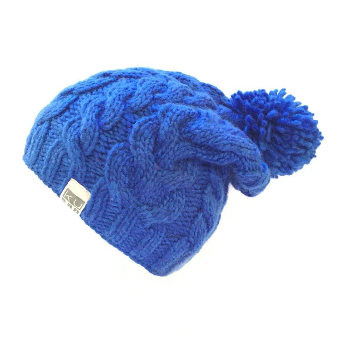 Kusan Cable Knit Floppy Bobble Beanie Hat