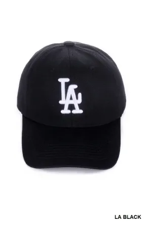 LA Embroidered Monogram Baseball Cap In Black