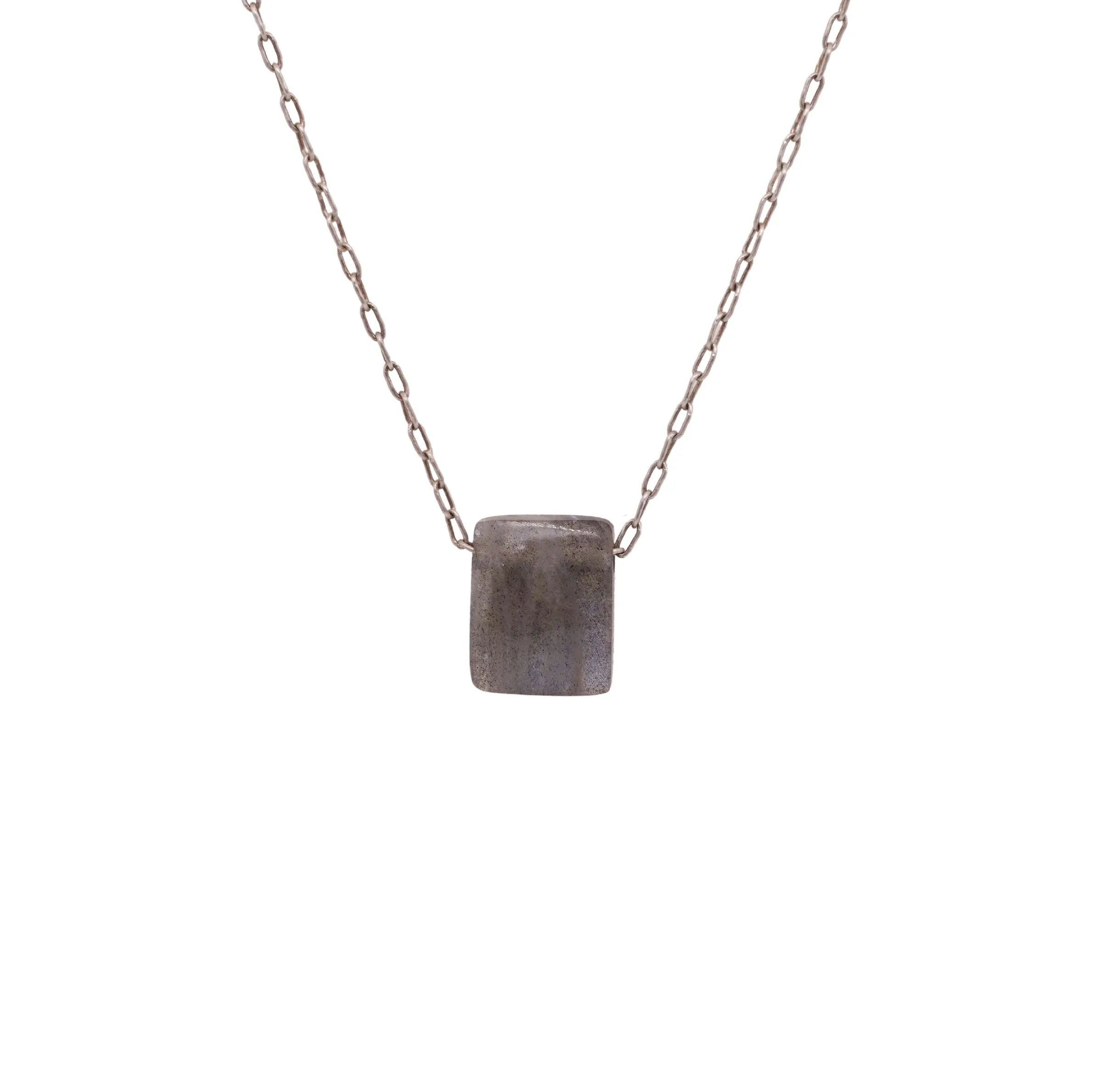 Labradorite Silver Square Choker Necklace