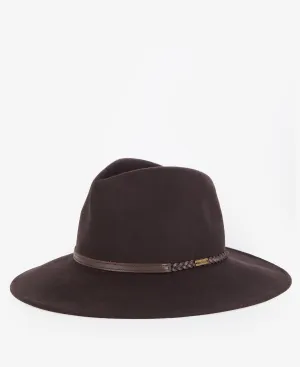 LADIES BARBOUR TACK FEDORA - CHOCOLATE