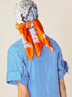 LAKE COMO Silk Scarf in Orange