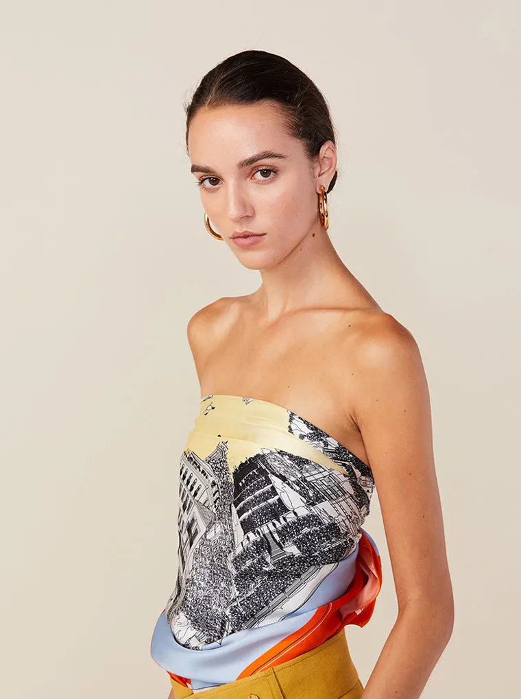 LAKE COMO Silk Scarf in Orange