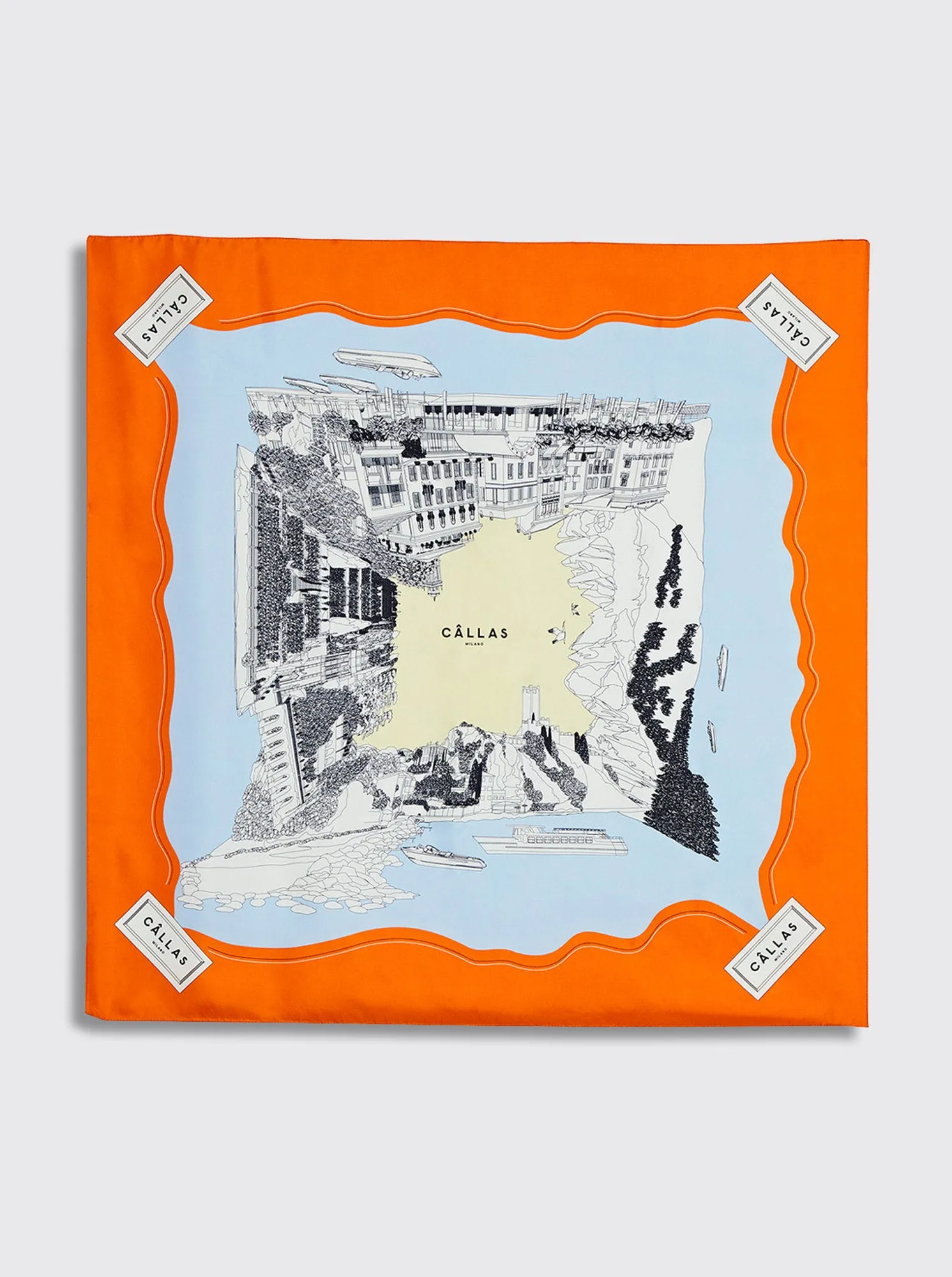 LAKE COMO Silk Scarf in Orange