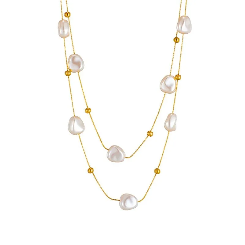 Large Pearl Pendant Necklace For Women Chain Party Wedding Jewelry