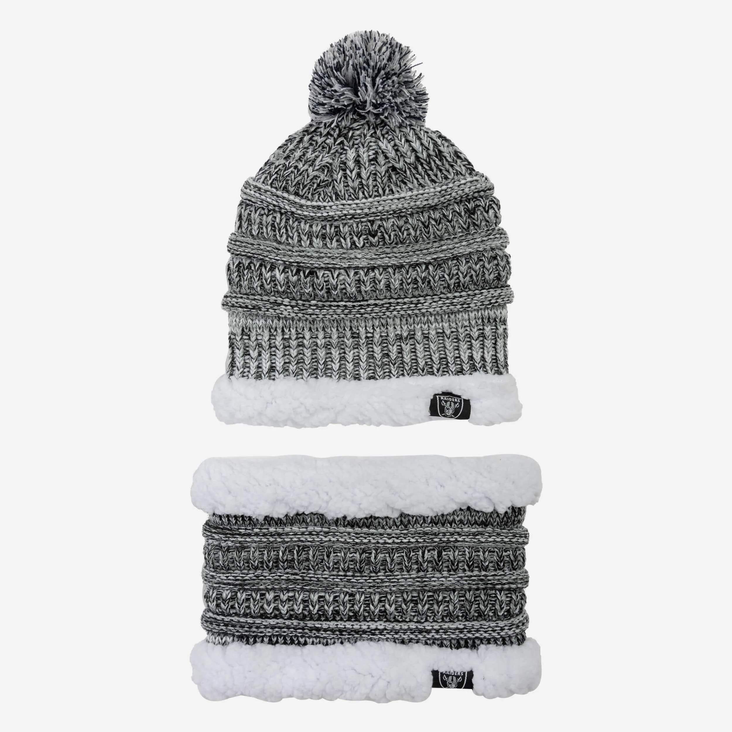 Las Vegas Raiders Womens Color Wave Chunky Beanie & Gaiter Scarf Set