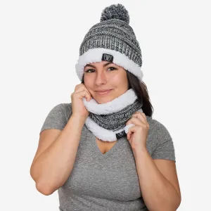 Las Vegas Raiders Womens Color Wave Chunky Beanie & Gaiter Scarf Set