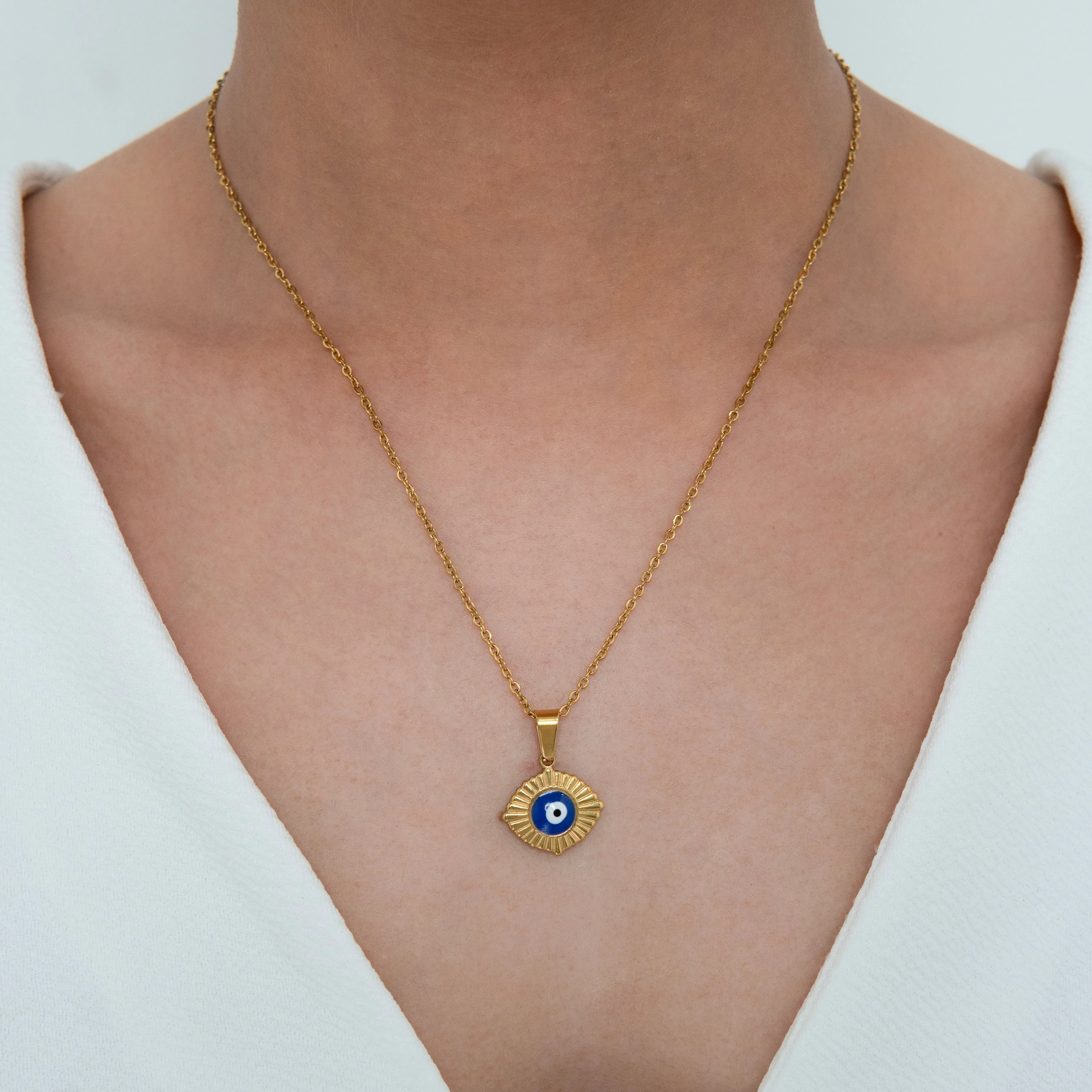 Lashes Evil Eye Necklace Gold Plated, Waterproof and Anti-Tarnish