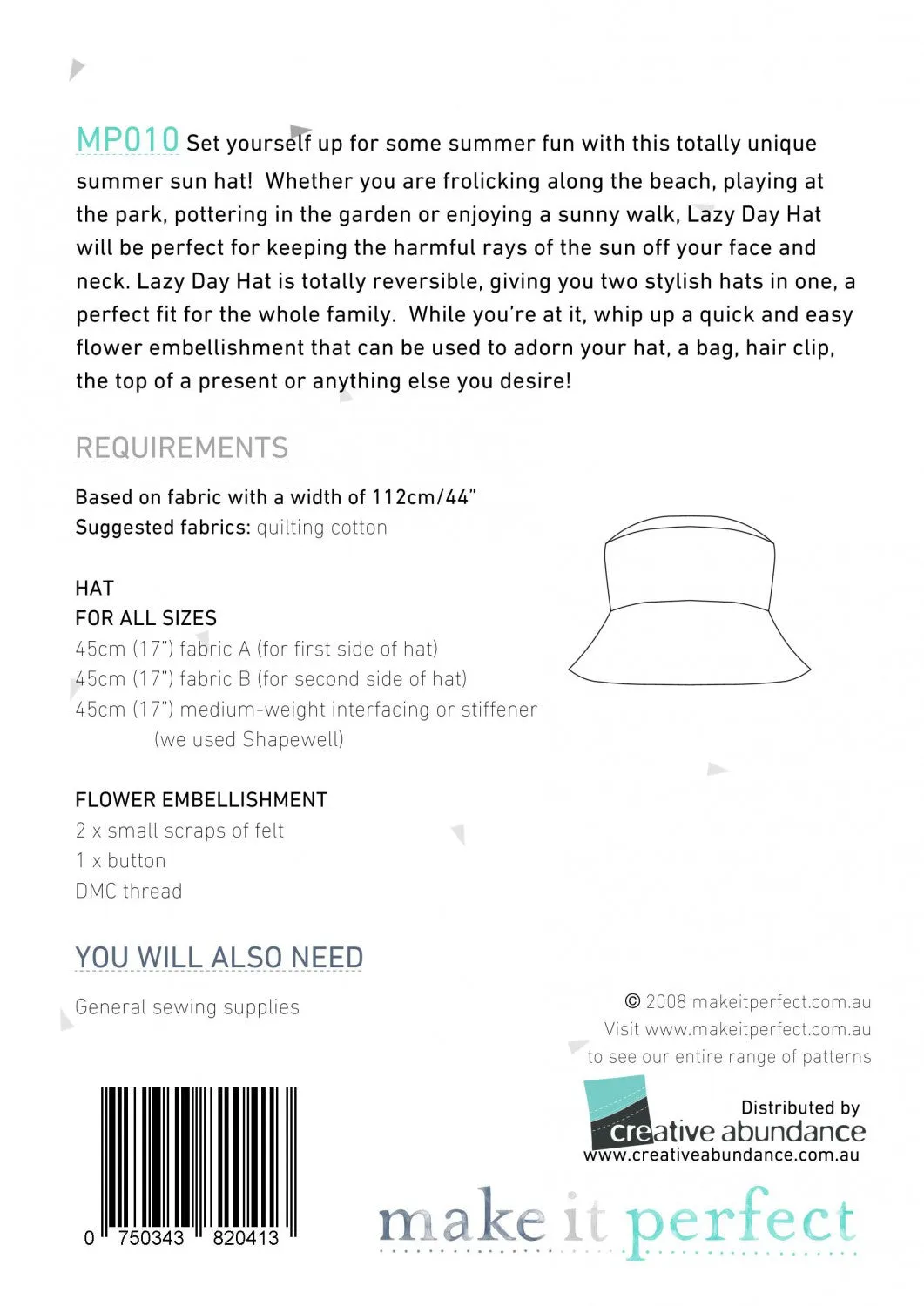 Lazy Day Hat Sewing Pattern