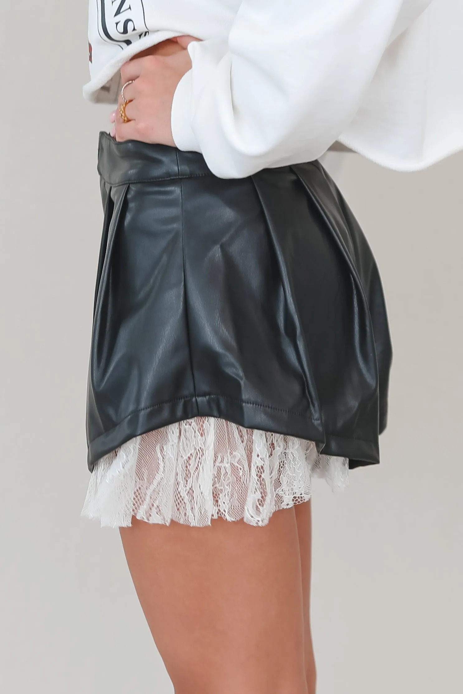 Leather And Lace Are My Fav Mini Shorts