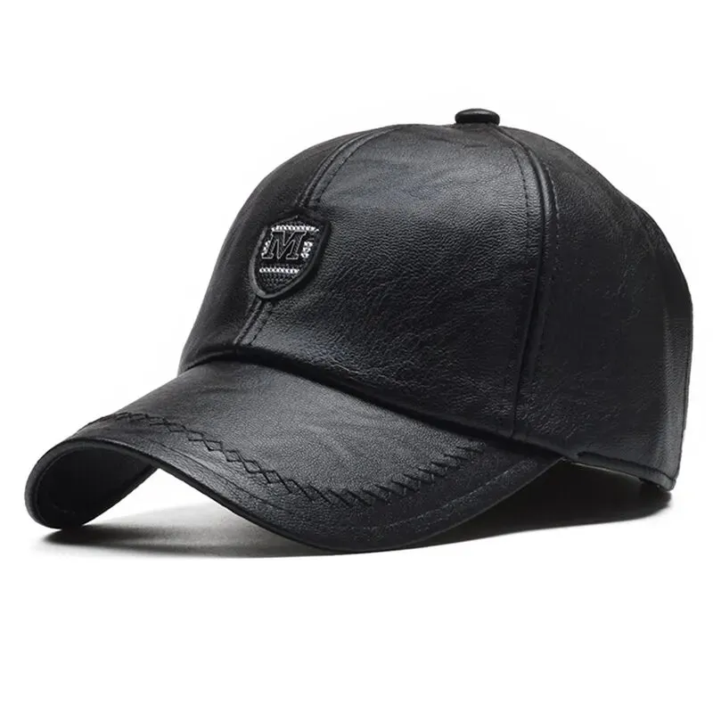 Leather Label Baseball Caps - Adjustable Spring/Autumn Outdoor Casual Hats with Sunscreen Protection