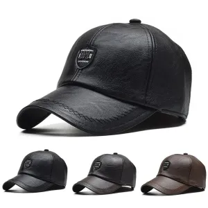 Leather Label Baseball Caps - Adjustable Spring/Autumn Outdoor Casual Hats with Sunscreen Protection