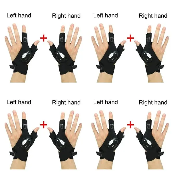 LED Flashlight Waterproof Gloves - Practical Durable Fingerless Gloves
