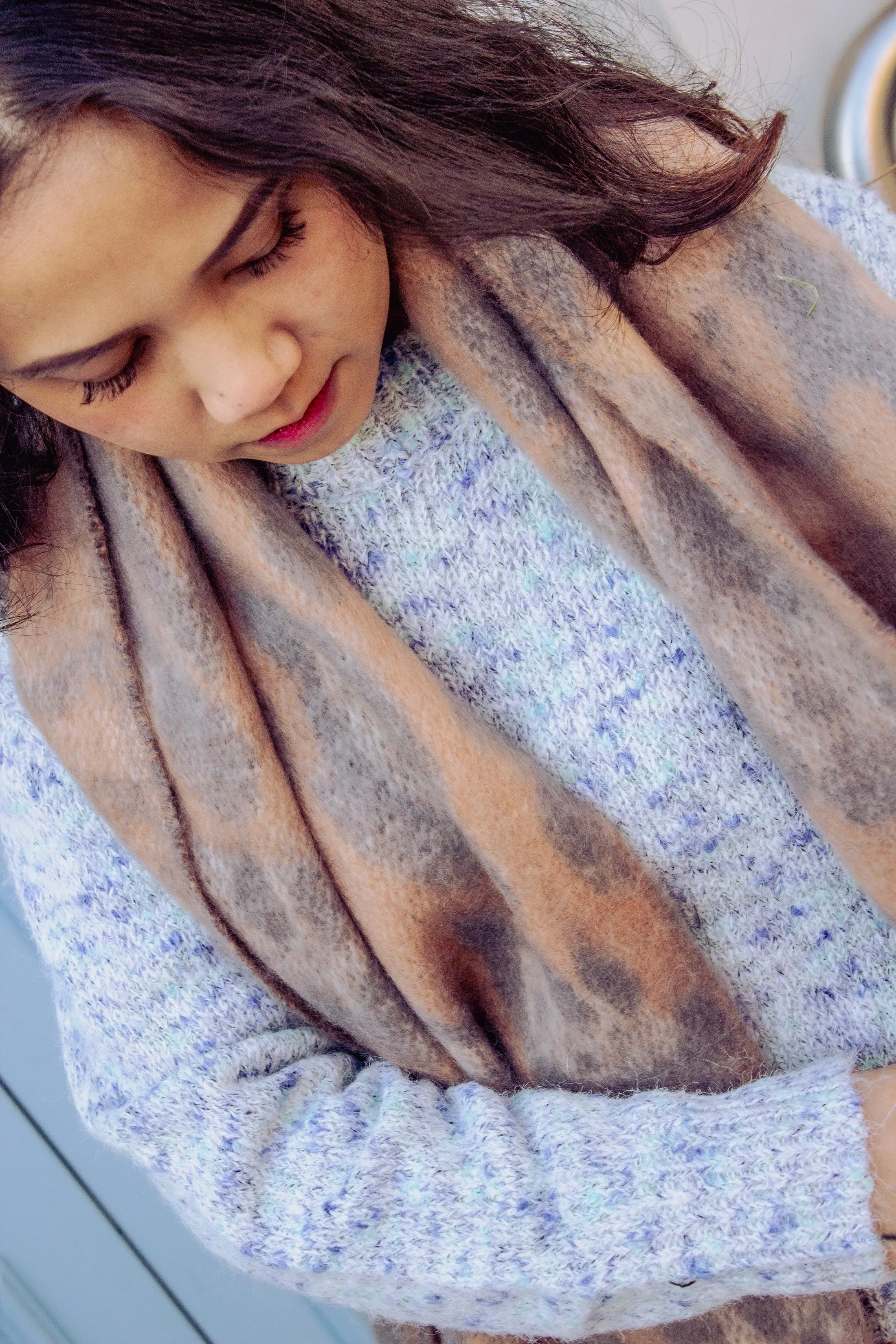 Leopard Print Warm Two Tone Scarf